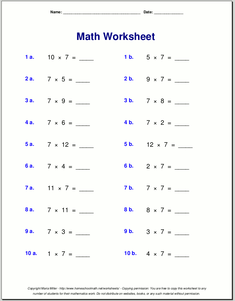 Math Work Sheet