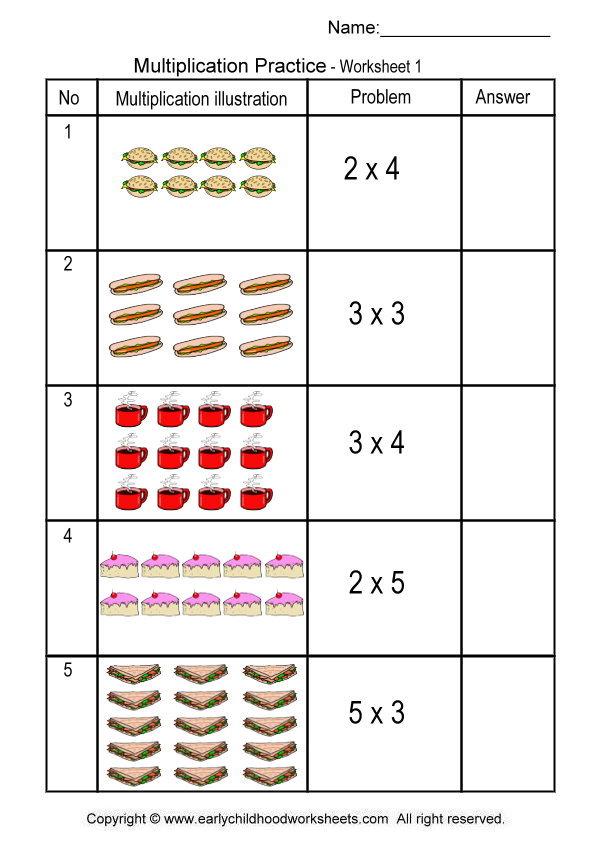 Multiplication Worksheets For Kindergarten  143334