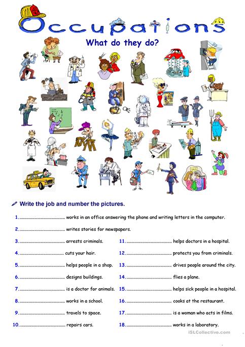 Occupations Worksheet