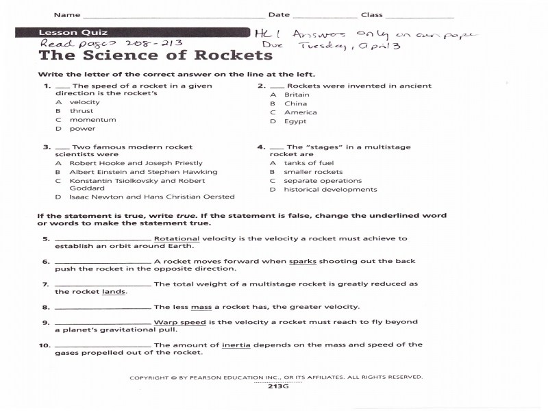 Pearson Education Science Worksheet Answers