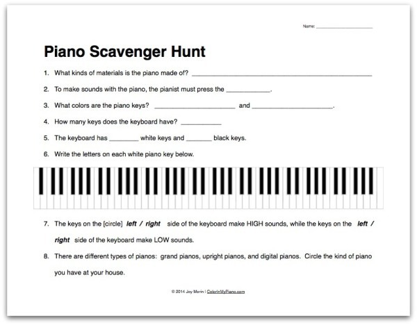 Worksheet  About The Piano Scavenger Hunt