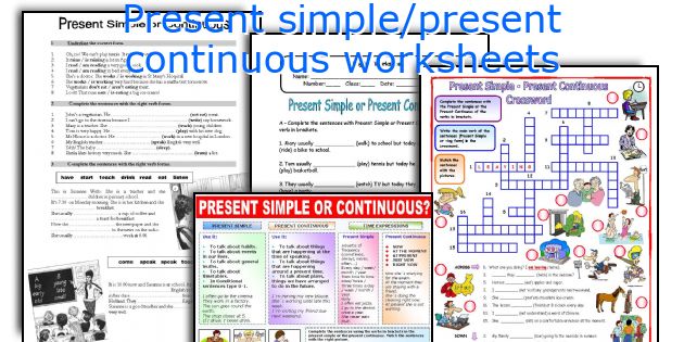 Present Simple Present Continuous Worksheets
