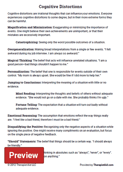 Cognitive Distortions (worksheet)
