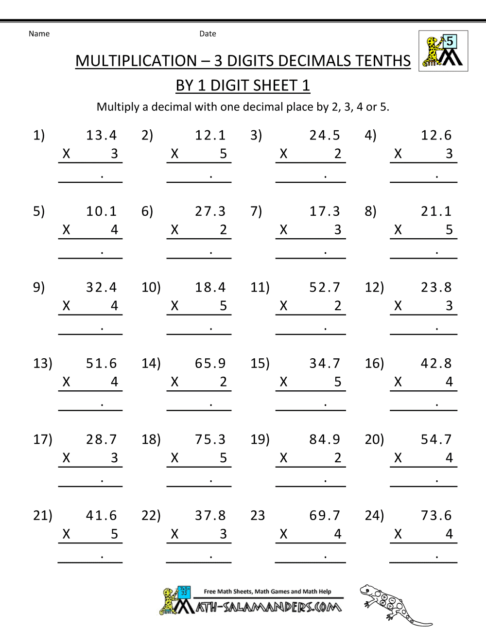 Printable Math Worksheets 5th Grade Fractions  1182381