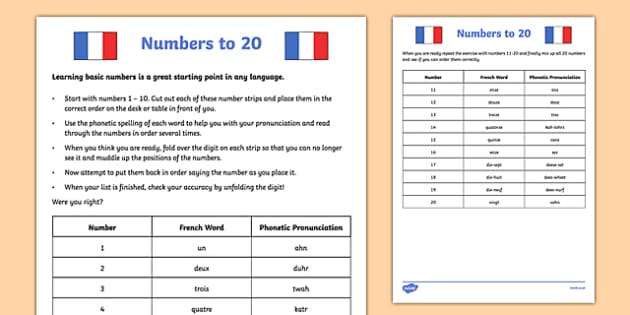 Numbers To 20 French Worksheet   Activity Sheet