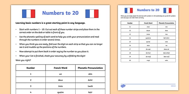 Numbers To 20 French Worksheet Activity Sheet | Free Worksheets Samples