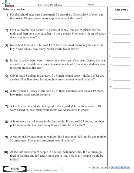 Multistep Worksheets