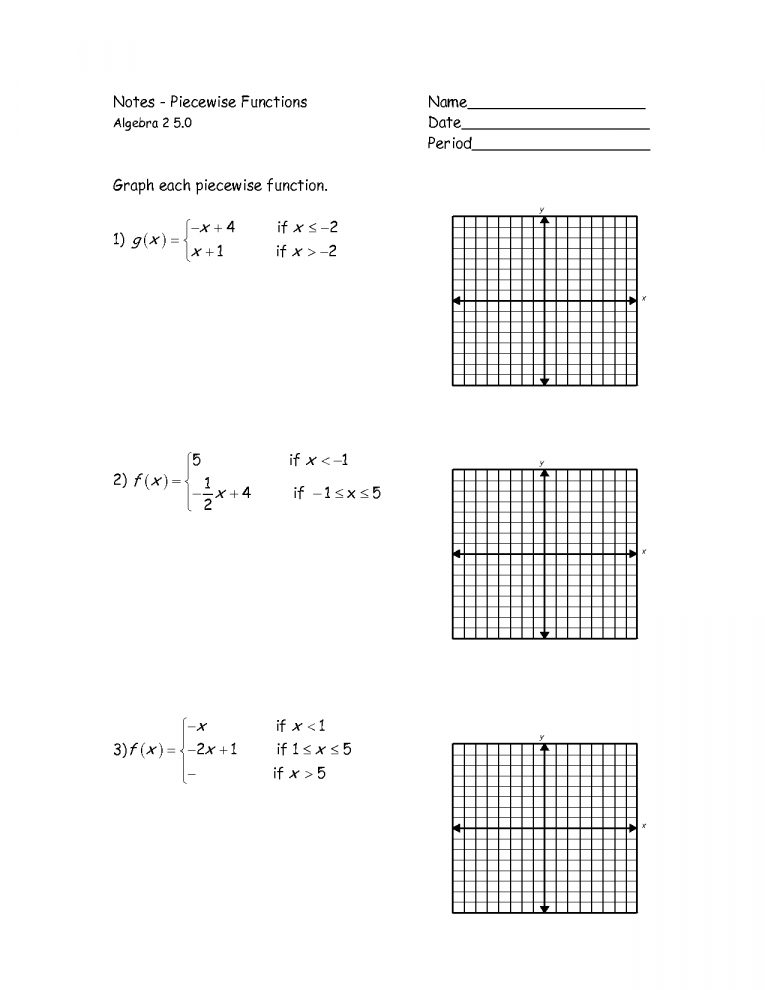 Worksheet Piecewise Functions Answers Graphs Comparing In Factor