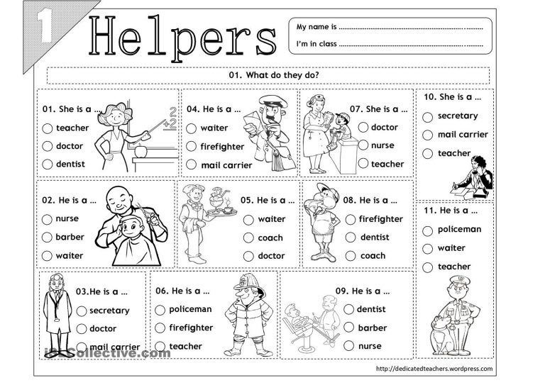 15 Best Images Of Free Printable Worksheets Community Helpers For