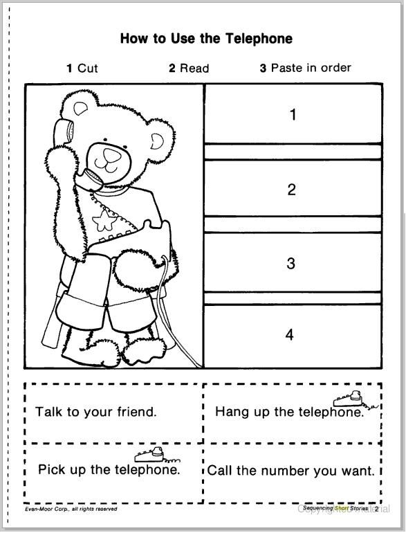 Kindergarten Sequencing Cut And Paste Worksheets