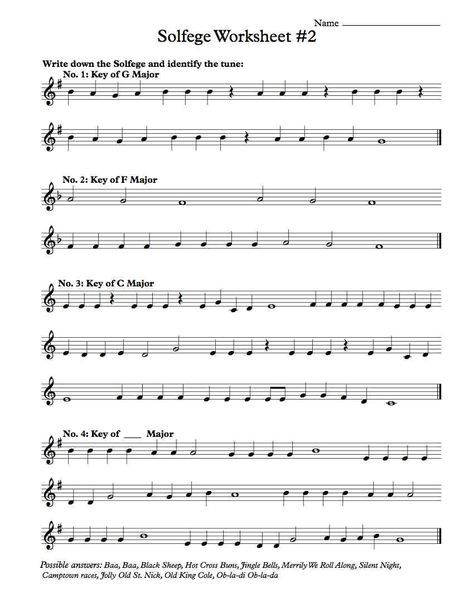 Free Solfege Worksheets For Classroom Instruction In 2018