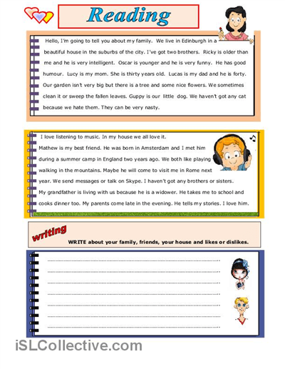 Reading And Writing Worksheet