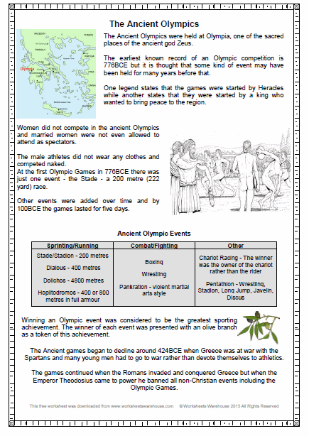 Ancient Greece Worksheets For Middle School