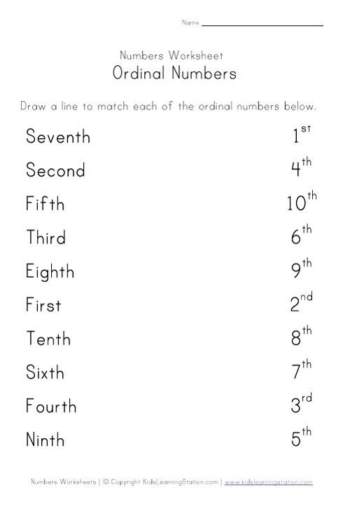 Matching Ordinal Numbers