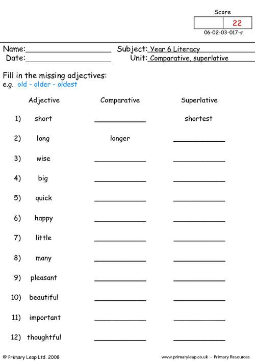 Comparative And Superlative Worksheets Elementary