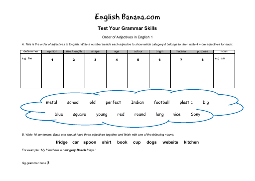 English Worksheets Adjectives