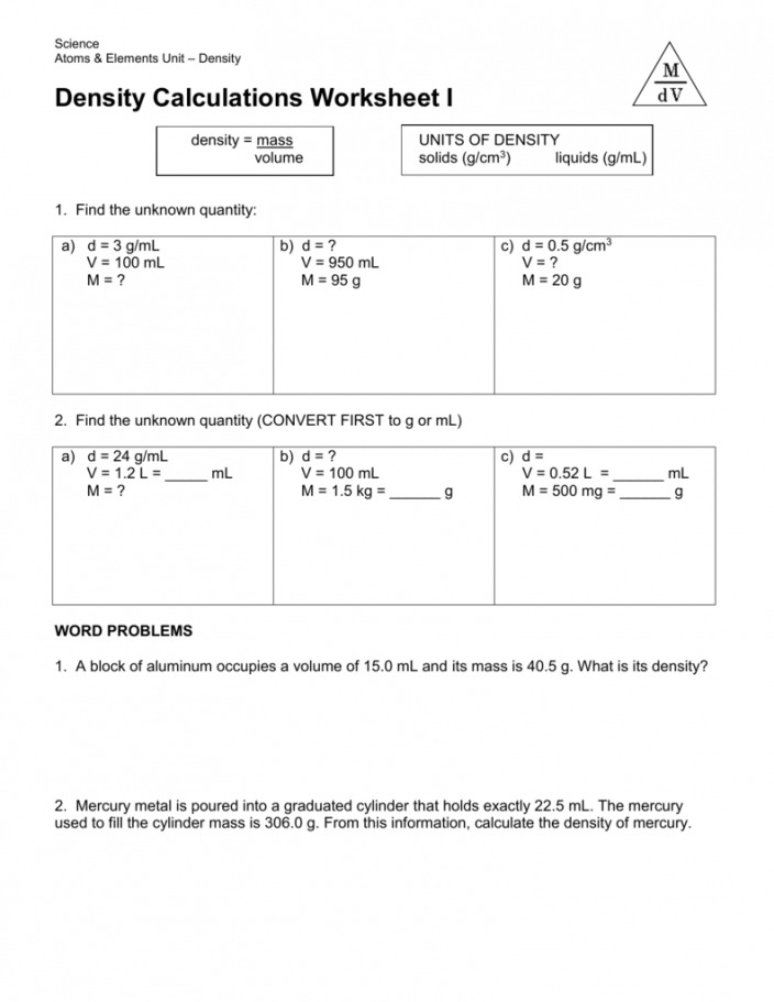 Density Calculations Worksheet 1 Picture Of Density Calculations