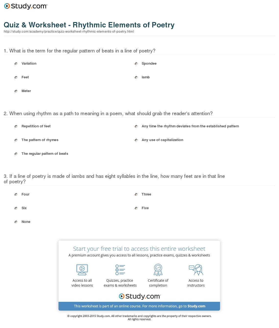 Elements Of Poetry Worksheet To Print | Free Worksheets Samples