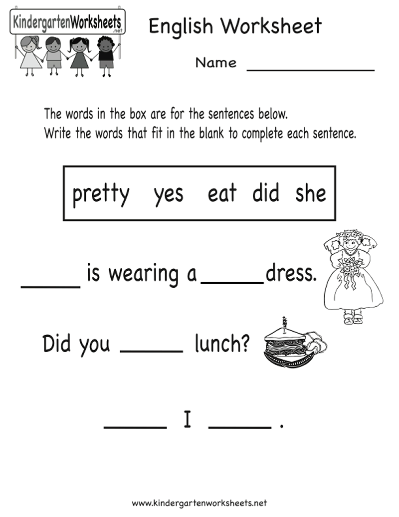 Free Printable English Grammar Worksheets For Kindergarten