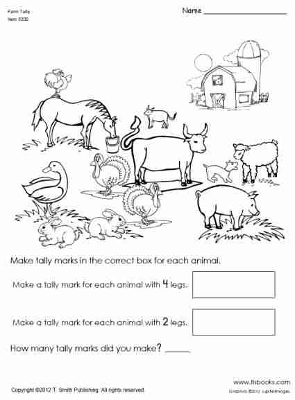 Farm Animal Tally Mark Worksheet