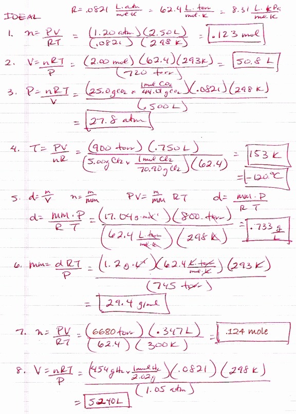 Gas Laws Worksheet With Answers Worksheets For All