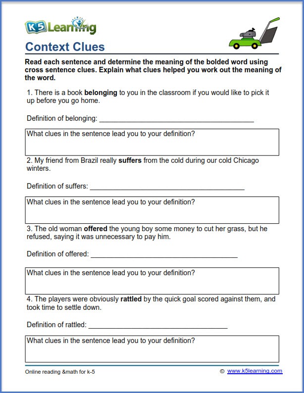 Worksheet Vocabulary In Context