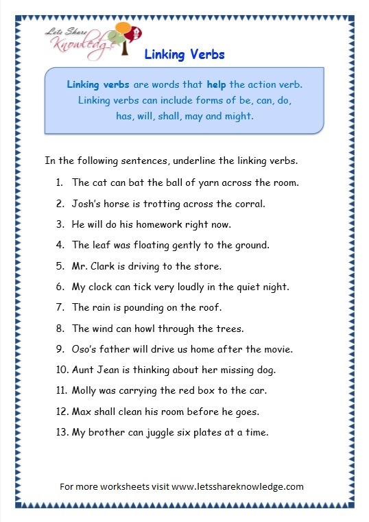 Grade 3 Grammar Topic 14  Helping Verbs Worksheets â Lets Share