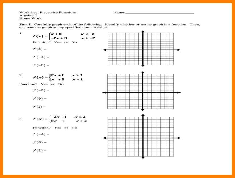 Worksheet Piecewise Functions Algebra 1
