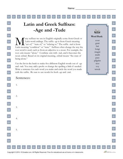 Greek And Latin Suffixes