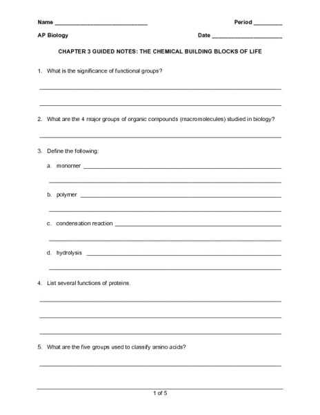 Life Functions Worksheet Worksheets For All