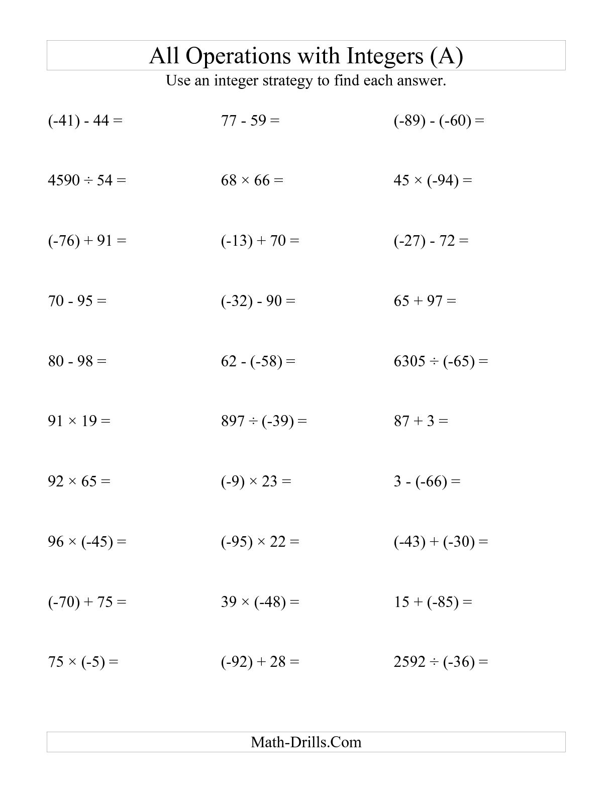 integers-worksheets-kuta