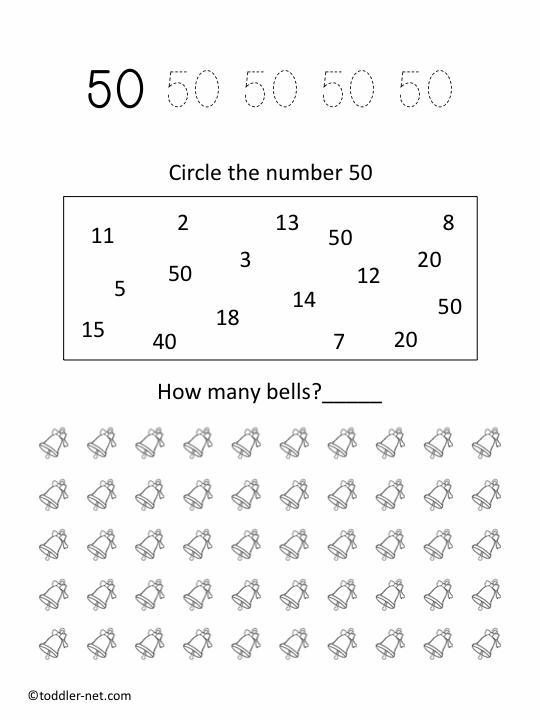 Free Printable Number 50 Worksheet