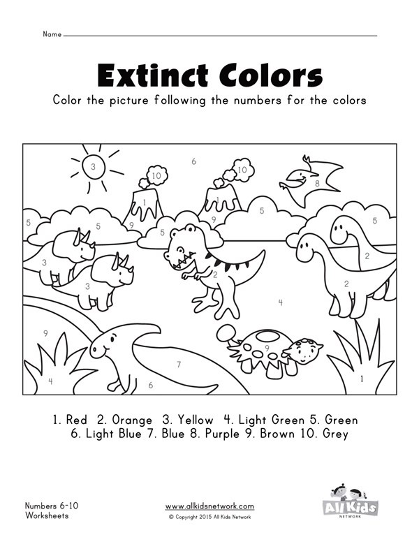 1 10 worksheets for kids. Numbers 1-10 Worksheets for Kids. Числа 1-10 Worksheets. Color and numbers динозавр. Numbers 1-10 Worksheets for Kids раскраска.