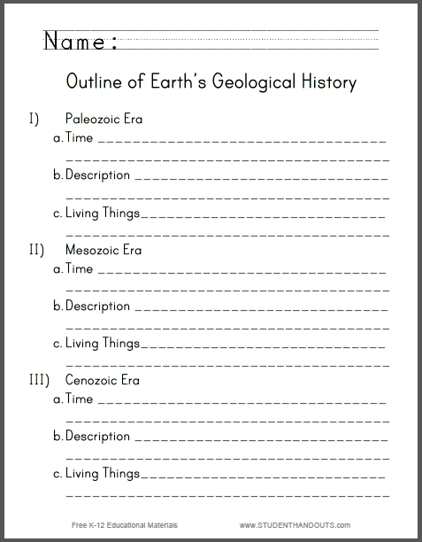 Blank Outline Of Earth's History