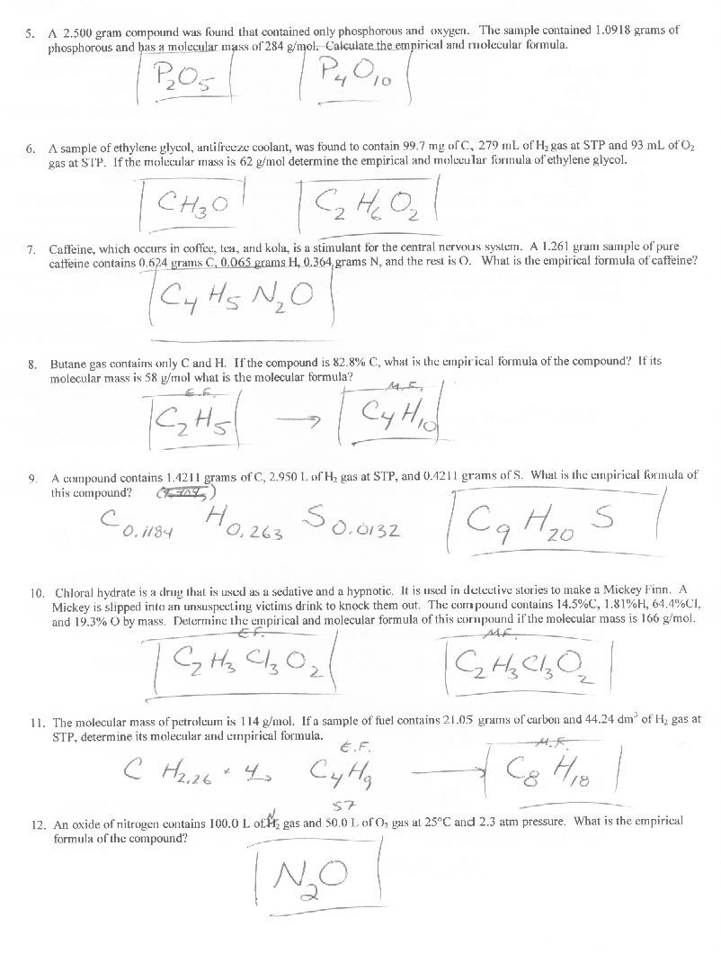 Empirical Formula Worksheets Answer Key Empirical Formula Worksheets Answer Key
