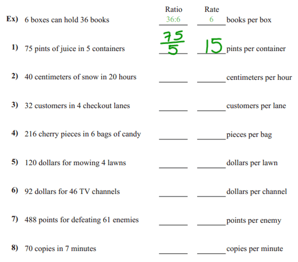 Rate And Unit Rate Worksheets Worksheets For All