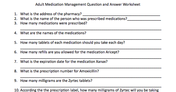 Speechie Freebies  Medication Management Worksheet