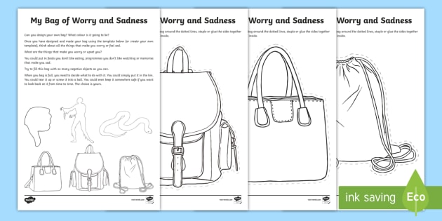 My Bag Of Worries And Sadness Worksheet   Activity Sheet