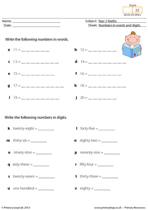 Writing Numbers In Words And Digits