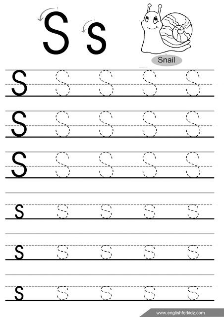 Letter S Tracing Worksheet, Esl Handwriting