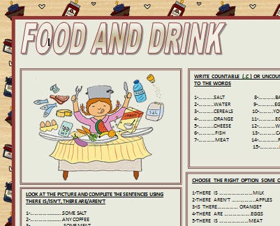 Food And Drinks Worksheet