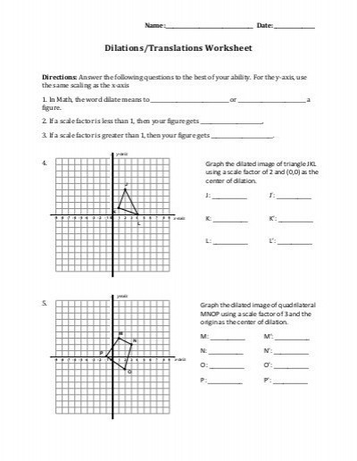 Dilations Translations Worksheet