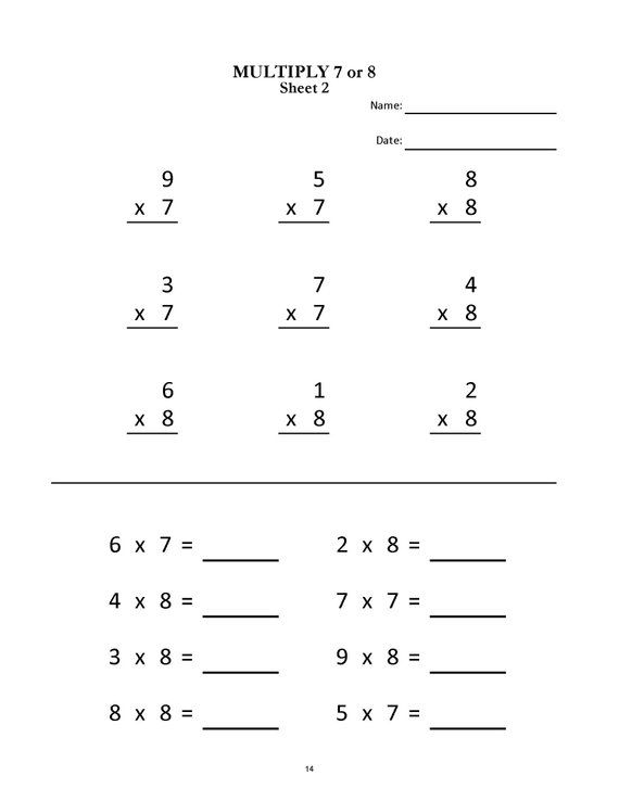 Multiplication Worksheets For Grade 2 & 3