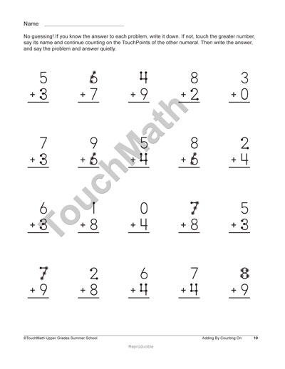 29 Best Touch Math Images On Free Worksheets Samples Classroom Touchmath