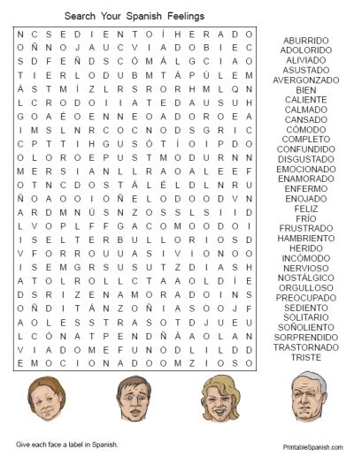 Printable Spanish Freebie Of The Day  Search Your Spanish Feelings