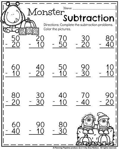 First Grade Worksheets For October