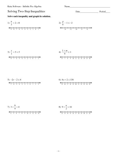 Solving Two Step Inequalities 9th 12th Grade Worksheet Lesson