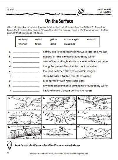 5th Grade Landforms Worksheets Worksheets For All