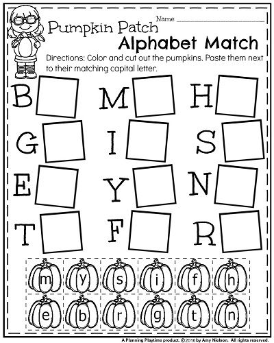 October Kindergarten Worksheets
