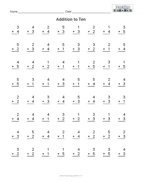 Addition Up To Worksheets For Kindergarten Adding Numbers Make